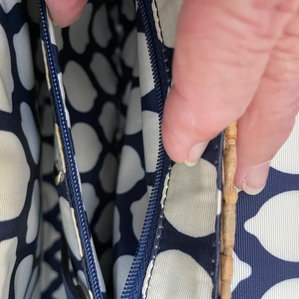 KATE SPADE NEW YORK VIA LIMONI CLARA CROSSBODY IN STRAW AND NAVY BLUE LEATHER - Picture 16 of 16